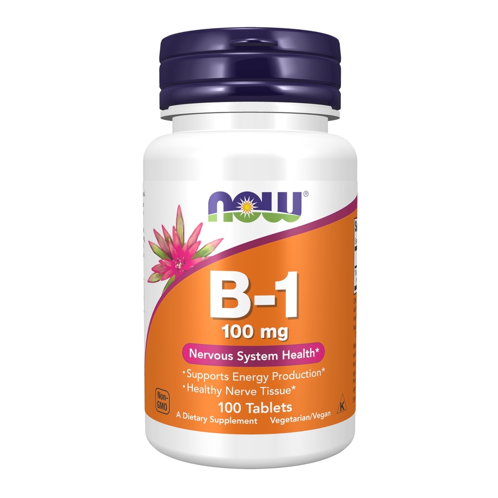Now Foods Supplements, Vitamina B-1 100 mg, Produção de Energia*, Saúde do Sistema Nervoso*, 100 Comprimidos