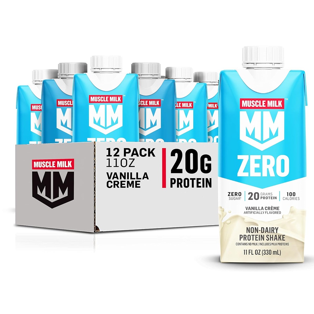 Miscle Milk Zero Protein Shake, Vanilla Crème, 11 Fl Oz Carton, 12 Pack, 20g Protein, Zero Sugar, 100 Calorias, Cálcio, Vitaminas A, C & D, 4g Fibra, Lanche Energizante, Embalagem Vary,12 Contagem (Pacote de 1)