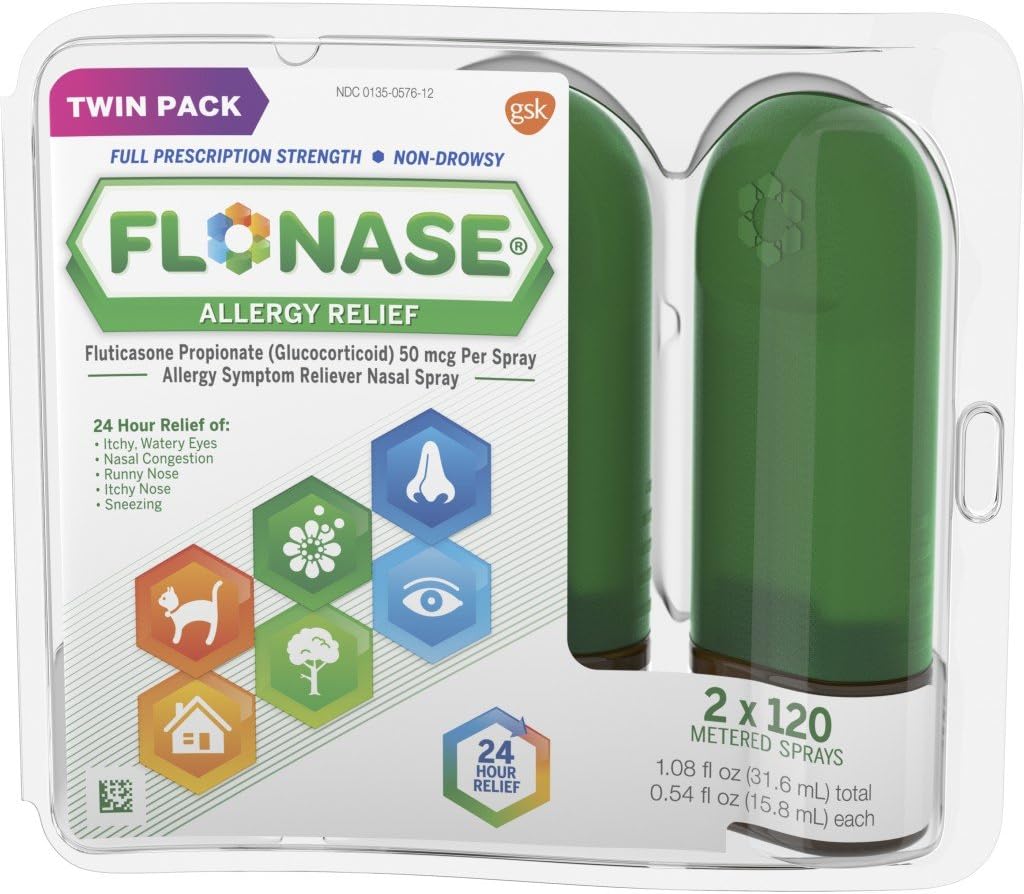 Pulverização nasal de Alergia da Flonase, Medicina de Alergia não Drowsy 24 horas, Pulverização nasal medida - 0,54 Fl Oz (Pack of 1)
