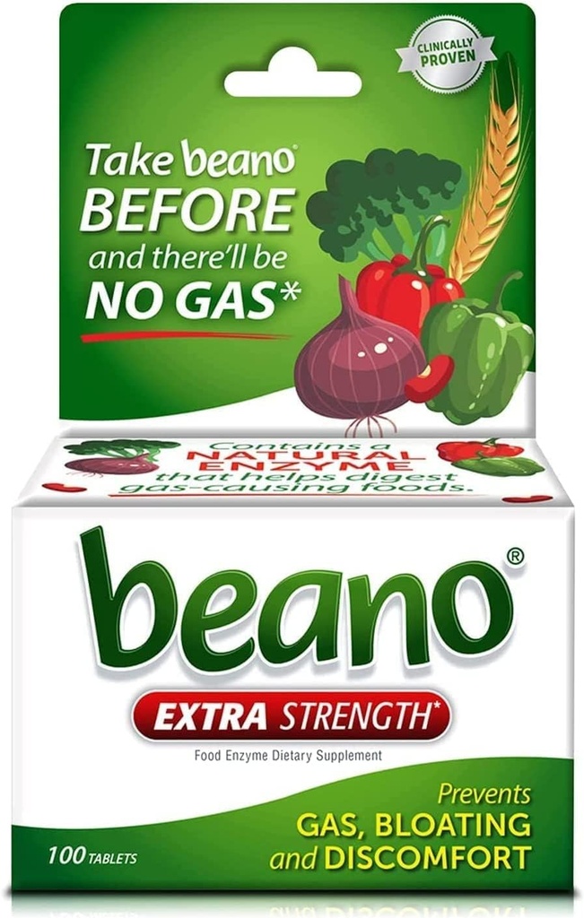 Beano Food Enzima Suplemento dietético Comprimidos, 100 Comprimidos por Beano