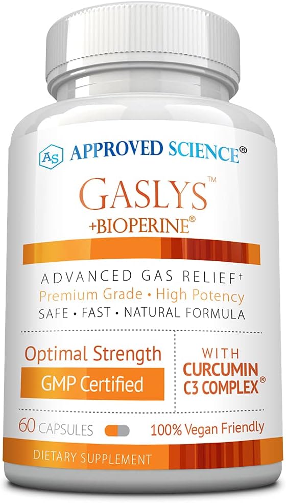 Aprovado Science® GaslysTM - Soothe Digestive Tract, Alivia gás e estômago Cãimbras - Alcachofra em pó, gengibre, sementes de funcho - 60 Count - Pack of 1