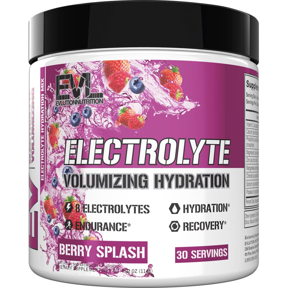 Evluition Ultimate Electrolytes Pó Hydration Drink - Repleshing rápida Hydration Powder Drink Mix com 8 Eletrolitos chave e antioxidantes - Vegan Gluten Free Keto Friendly Blend (Berry Splash)