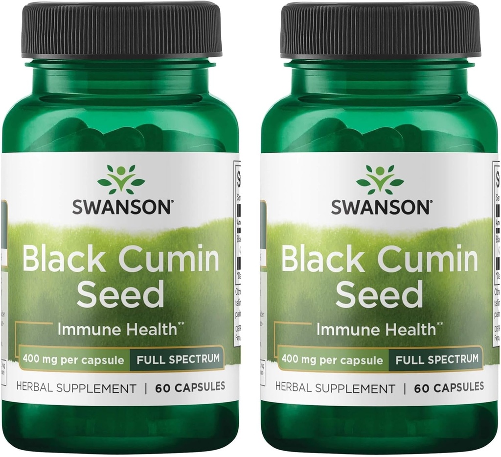 Swanson Full Spectrum Black Cumin Seed 400 Milligrams 60 Cápsulas (2 Embalagem)