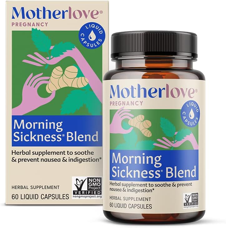 Motherlove Manhã Doença Mistura (60 cápsulas líquidas) Suplemento de ervas para alívio da doença matinal—Vegan, não-GMO, ervas orgânicas, Kosher, soja-livre