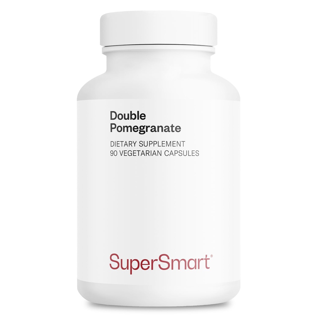 Superesmart - Romã dupla (Alta Força) - 90% Ácido Elágico & 40% Punicalagins - Suplemento Extrato de Romã - Antioxidante Avançado - Não-GMO e Glúten Grátis - 90 Cápsulas Vegetarianas