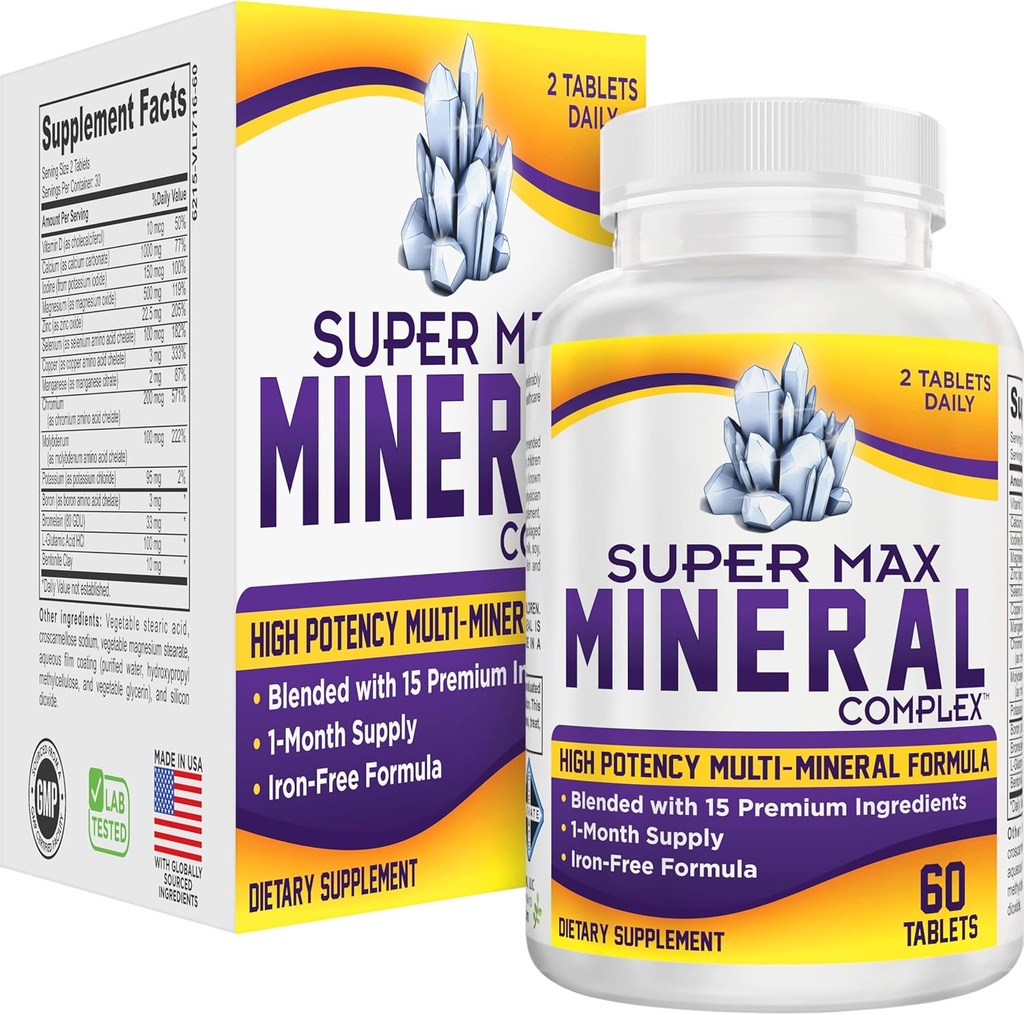 Suplemento Multimineral Super-MAX (Iron Free) Multiminerais □ Suplementos Minerais Múltiplos de Alta Potência (All-in-1) Fórmula Mineral