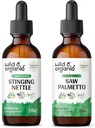 Selvagem e orgânica picada Nettle Root Tintura 2 fl oz & Saw Palmetto Tintura 2 fl oz