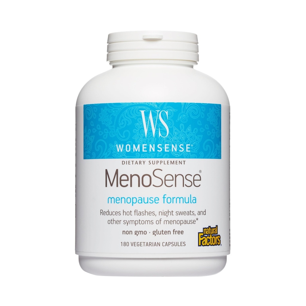 Factores naturais WomenSense MenoSense - Suplemento dietético com Cohosh Preto, Chasteberry & Dong Quai - Menopausa & Perimenopausa Suplemento de Apoio - 180 Cápsulas Vegetarianas (90 Servões)