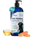 Puro óleo de salmão selvagem do Alasca para cães, Fórmula Omega 3, Líquido de óleo de peixe do cão, pele e casaco Suplemento para derramamento, pele seca comichão e alergias, EPA + ácido gordo DHA, 32 oz garrafa de bomba