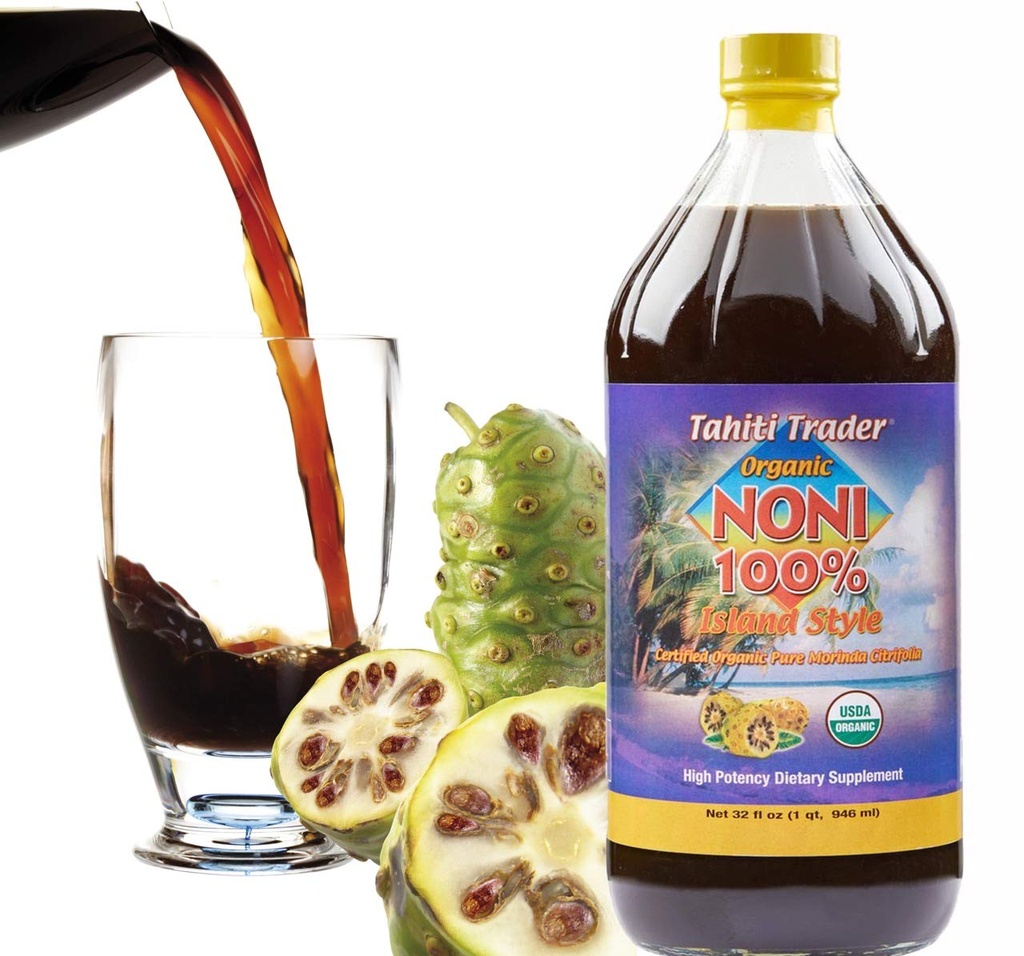 Taiti Trader Island Style High Potence Noni Juice - Puro Noni Fruit Juice Fermentado para Vinagre - Antioxidante orgânico Superfood Suportando Energia e Saúde Corporal - (32 onças, 1 pacote)