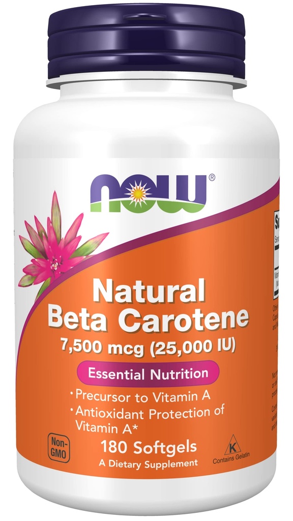 AGORA Alimentos Suplementos, Beta Caroteno Natural 25,000 UI, Nutrição Essencial, 180 Softgels