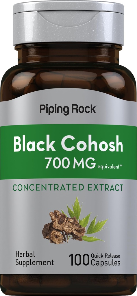 Piping Rock Black Cohosh Root Extract □ 700 mg □ 100 Cápsulas Concentradas □ Não-GMO, Suplemento sem glúten