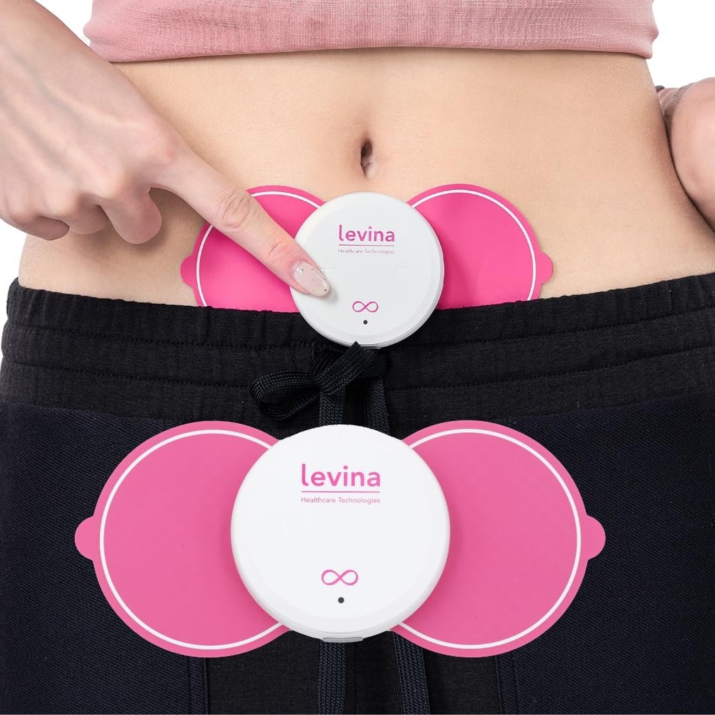 Dispositivo de alívio do período menstrual Levina - Unidade de TENS sem fio e almofadas de eletrodos biocompatíveis, recarregáveis, conexão magnética, alívio instantâneo do Cramp & PMS, e livre de drogas, FSA HSA elegíveis (RS-38)