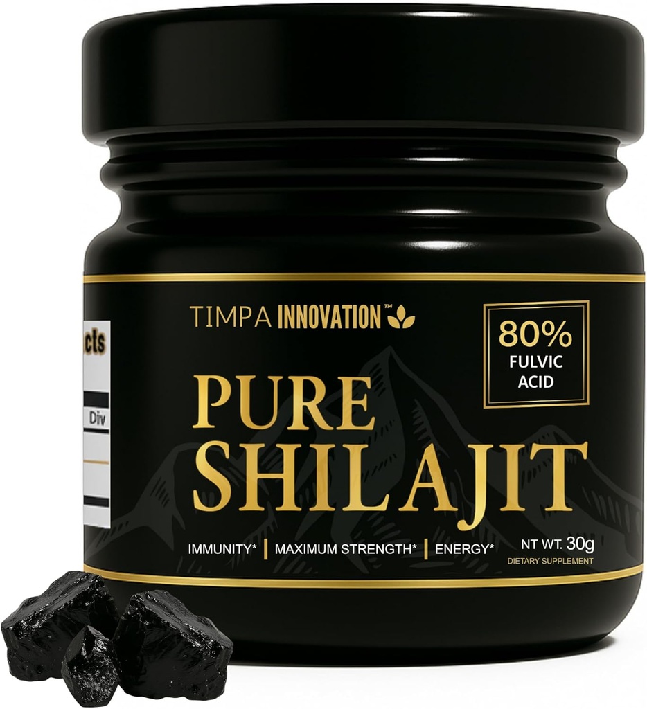 Authentic Himalayan Shilajit Resin, Chilajil para Hombre 100 Original, 100% Pure Gold Grade Shilajit, com 85+ Trace Minerals e 80% Fulvic Acid, para Homens e Mulheres 30g 50 Servings