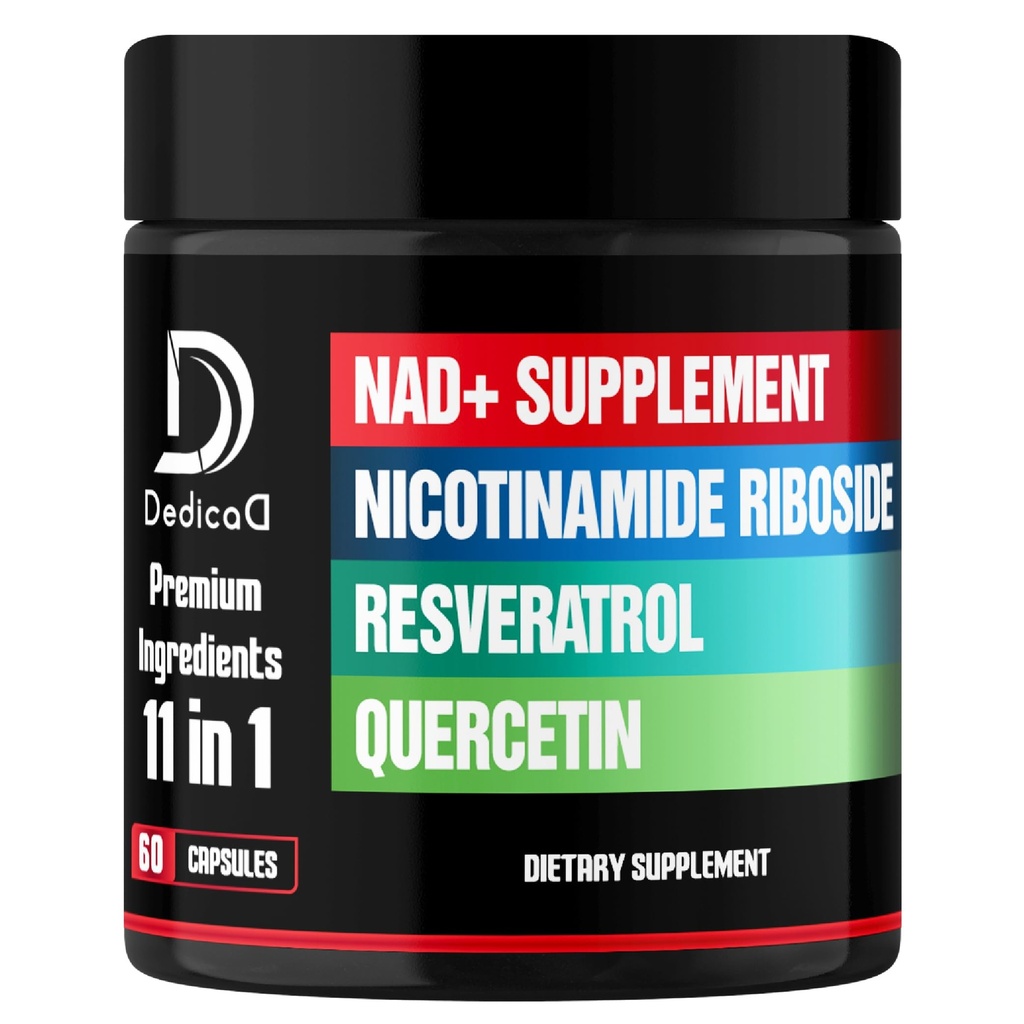 Suplemento NAD 11in1 com Nicotinamida Riboside, Quercetina, Resveratrol e 8 Mais - 2 Mês de Abastecimento