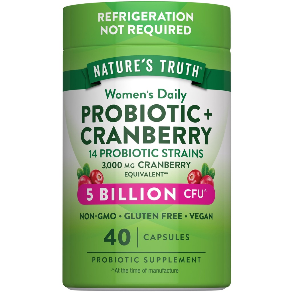 Nature's Truth Probióticos para Mulheres 5 bilhões de UFCs diariamente 40 Cápsulas vegetarianas com cranberry Não-GMO & Gluten Free □ Não é necessária refrigeração