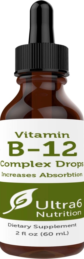 Ultra6 Nutrition Vitamina B12 Sublingual Liquid Drops - B12 Metilcobalamina Suplemento Grande para Energia e Cansaço - Suplementos Vitamina-B para Mulheres e Homens - Alimentação de 90 dias