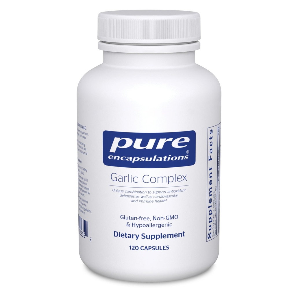 Encapsulamentos puros Complexo de Alho    , Suplemento para apoiar Defesas Antioxidantes, Saúde Imune, e O Sistema Cardiovascular * , 120 Cápsulas