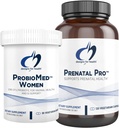 Designs para Saúde Pré-Natal & Probiótico Bundle - Pré-Natal Pro (180 Cápsulas) Multivitamina pré-natal com Folato e Minerais Quelados e ProbioMed Mulheres (30 Cápsulas) Gut Saúde & Vaginal Probiótico