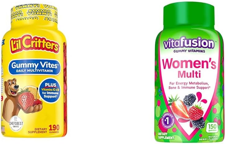 L’il Critters Gummy Vites Diária Gummy Multivitamin para Crianças & Vitafusion Womens Multivitamin Gummies
