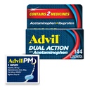 Advil dupla ação com acetaminofeno e ibuprofeno (2 dose equivalente) para alívio da dor de 8 horas, revestido 144 Ct Caplets e 2 Ct. Amostra de Advil PM