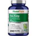 NusaPure Sea Kelp Iodo Natural 325mcg 10:1 Extracto, 65 mg Equivalente a 650 mg Cápsula 200 Contagem (Não-GMO, Vegan)