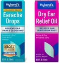 Pacote de gotas de dor de ouvido de Hyland 0,33 Fl Oz e óleo de alívio de ouvido seco, aliviar a irritação do ouvido rápido, para Comichão e Dry Irritated Orelhas, Idades 2 e para cima, Dia e gotas noturnas, 0,5 onça