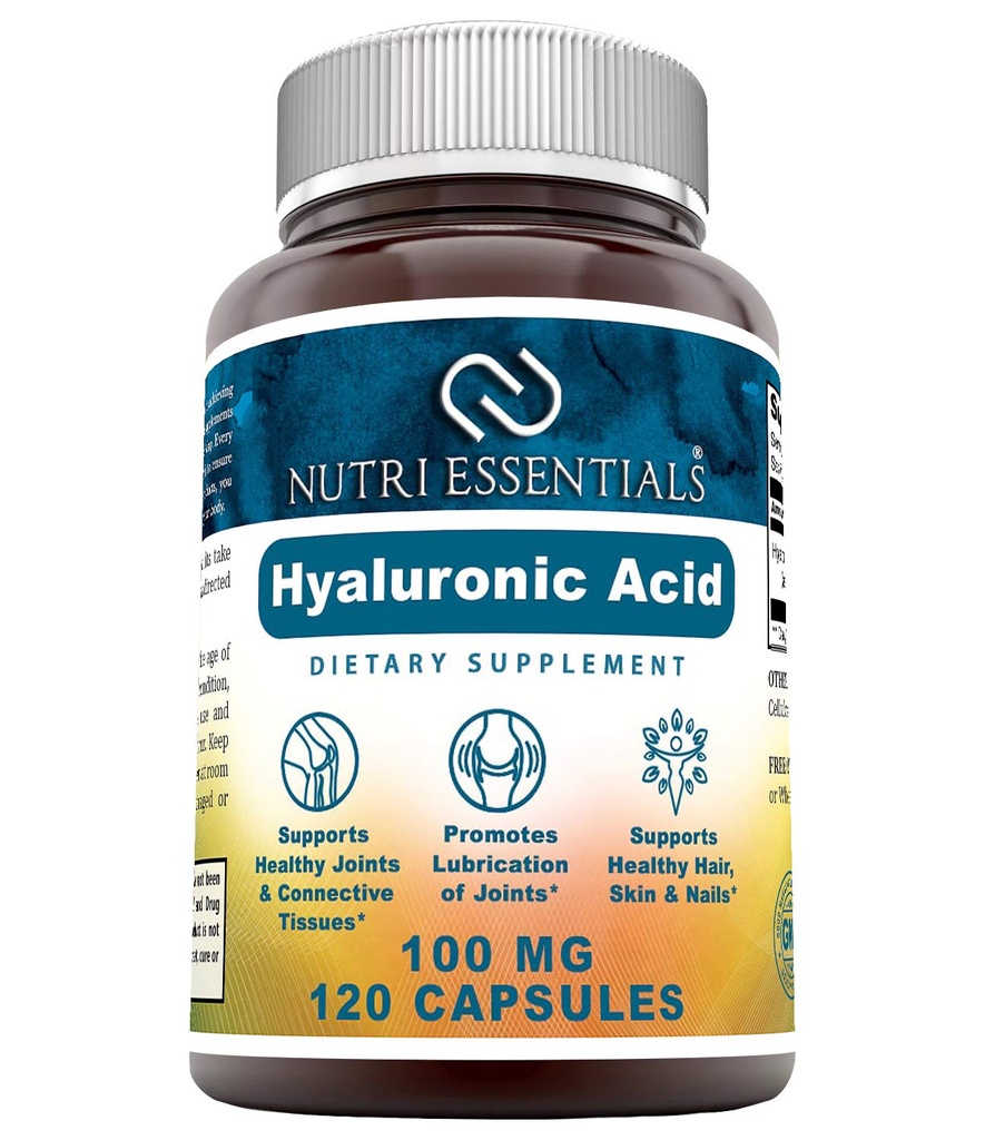 Ácido hialurônico Suplemento dietético - 100 mg 120 cápsulas (Non-GMO) - Os melhores suplementos para a saúde conjunta, cuidados com a pele & mais*
