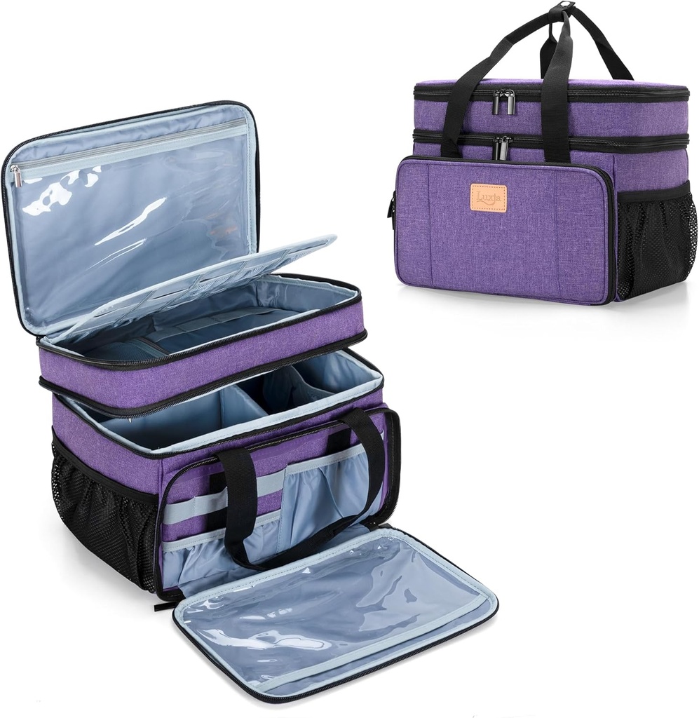 LUXJA 2 camadas saco de medicina com separador destacável, frasco de pílulas organizador adequado para uso em casa ou viagem, roxo