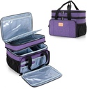 LUXJA 2 camadas saco de medicina com separador destacável, frasco de pílulas organizador adequado para uso em casa ou viagem, roxo
