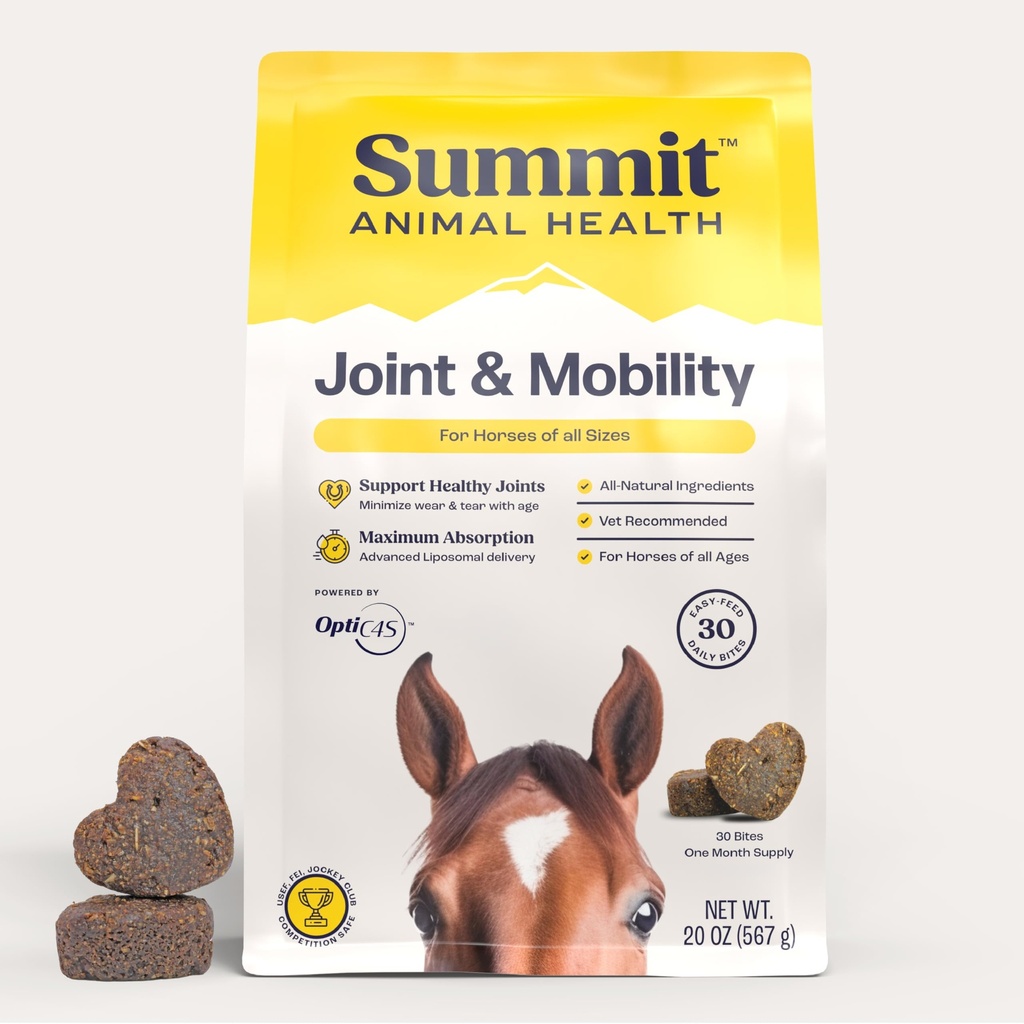 Summit Equine Joint & Mobility Bites Suplemento diário para cavalos, entrega lipossômica, Max Absorção, Vet Recomendado, Ingredientes All-Naturais, 100% livre de drogas, articulações saudáveis - 30 Mordidas