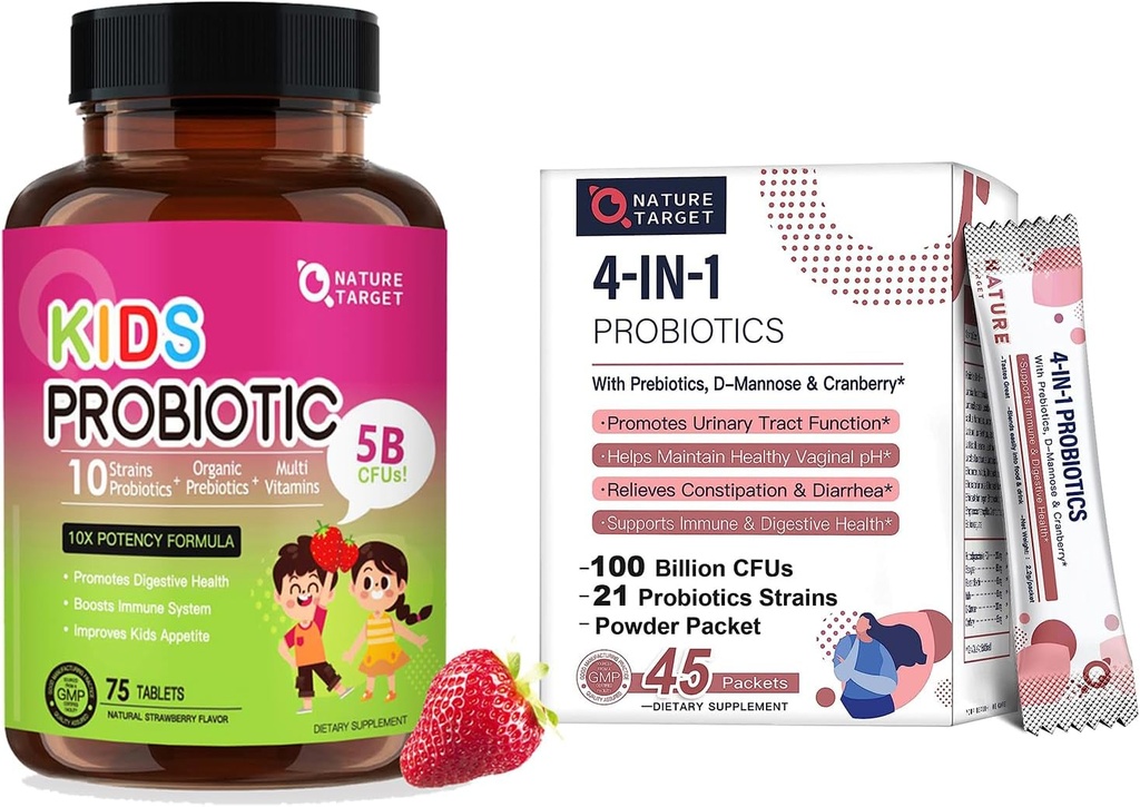 NATUREZA TARGET Probióticos-para-Mulheres + Crianças Probiótico Mastigável