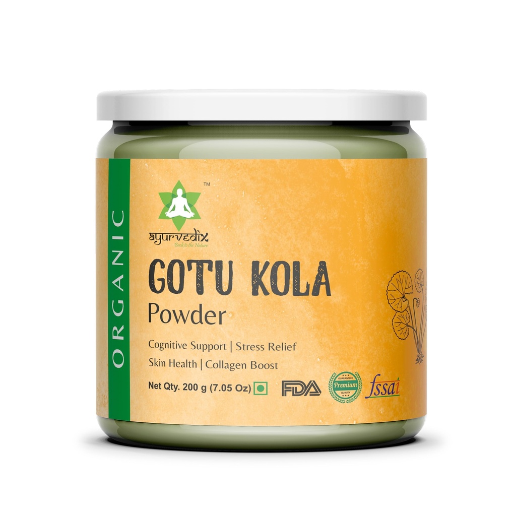 Pó de Gotu Kola Orgânico - Suplementos de Ervas Aumenta a Imunidade e Suposportes Digestão - Não-Oz / 200g