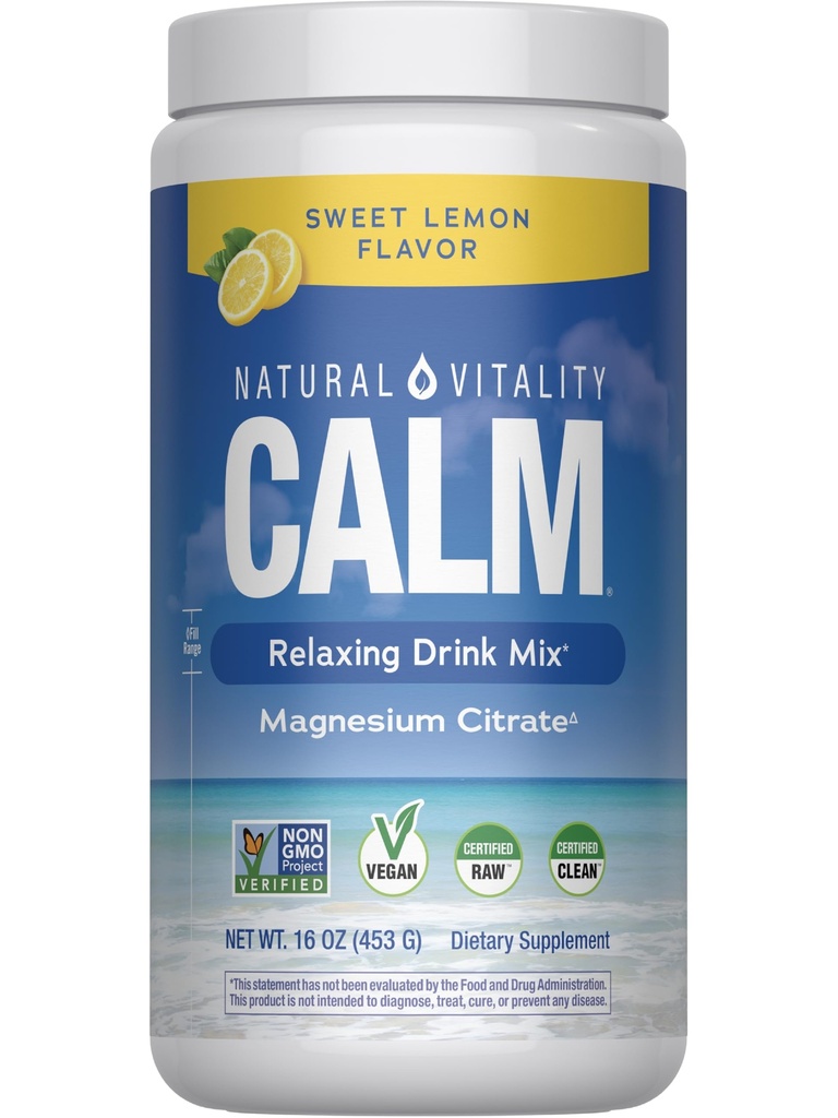 Natural Vitalidade Calmo, Suplemento de magnésio, Anti-Stress Beber Mix Pó, Glúten livre, Vegan, & Não-GMO, Limão doce, 16 onças