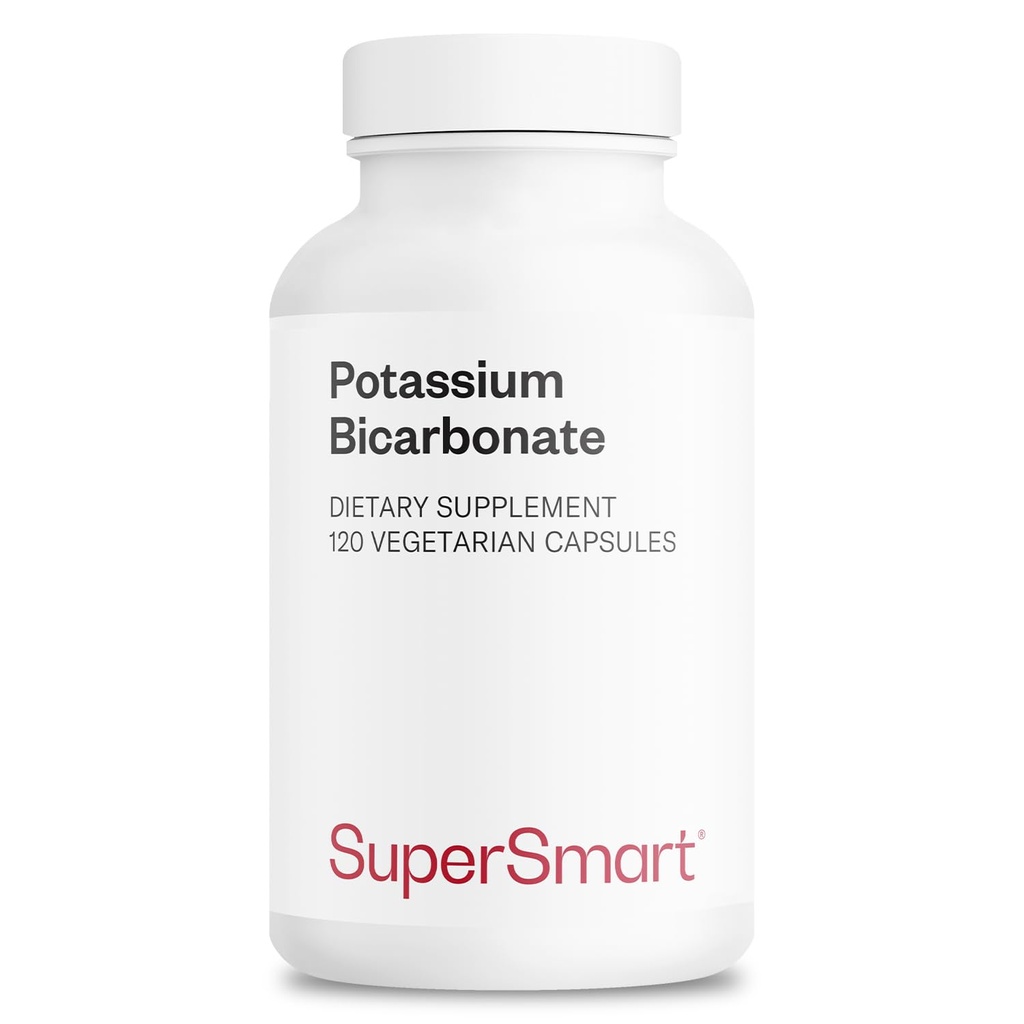 Superesmart - Bicarbonato de potássio 5400mg por dia (dose elevada) - Eletrolítico Mineral - Balanço Ácido-Base pH - Coração, Músculo e Nervo Saúde - Não-GMO e Glúten Grátis - 120 Cápsulas Vegetarianas