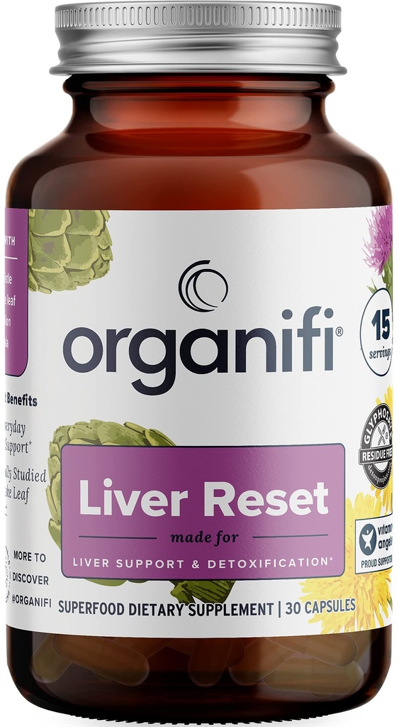 Organifi - Repor o Fígado - Detox Fígado - Suporte Digestivo e Imune - Promove a Produção de Energia Celular, 30 Cápsulas