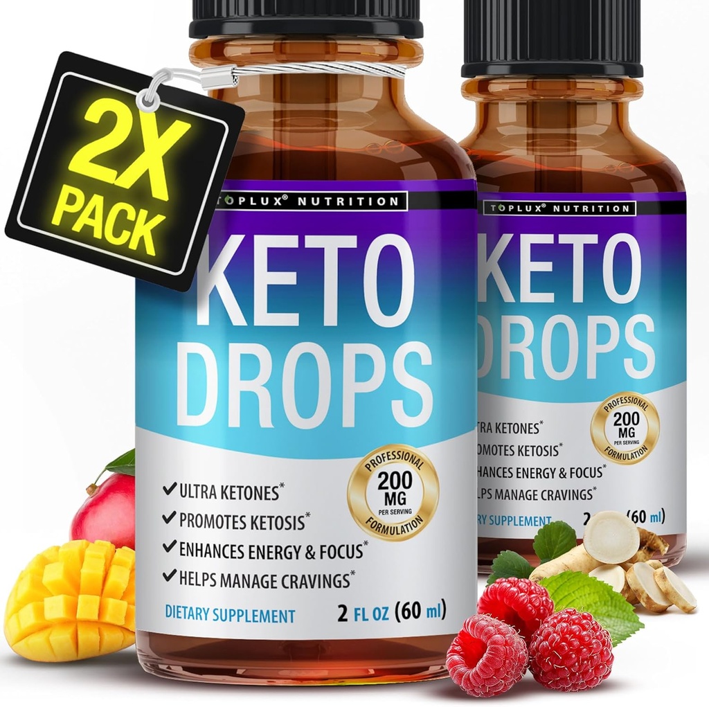 Toplux Keto Diet Drops Ketogenic Supplement - Fórmula Premium para apoiar a cetose, melhor absorção líquida, Garcinia Cambogia, para homens e mulheres