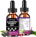 Xarope de elderberry orgânico, gotas líquidas Vitamina C de elderberry e zinco para adultos, 11-em-1 Sambucus Black Elderberry Tintura w/ Vitamina D3, Sea Moss Black Seed, Elderberry Immune Supplement