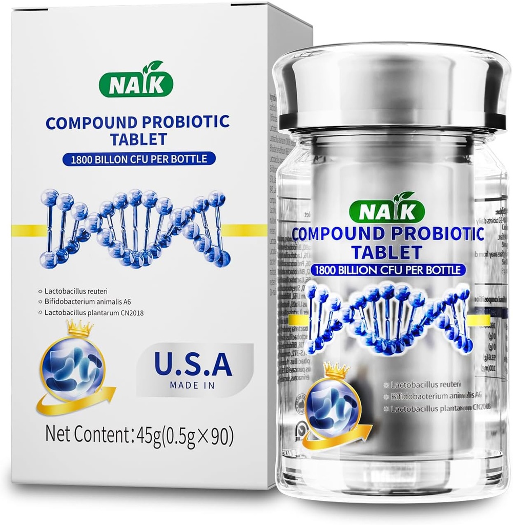 NAIK Probióticos 1800 Bilhões UFC - 10 Strains + Prebióticos Orgânicos - Imune, Digestive & Gut Health - Suporta Obstipação Ocasional, Diarréia, Gás e Bloating - para Mulheres e Homens - 45ct