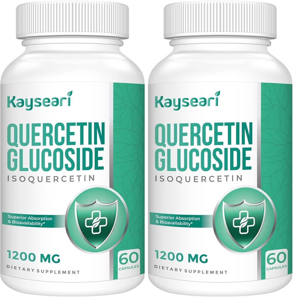 Quercetin Glucoside 1200mg Suplementos - Isoquercetina com 6X Biodisponibilidade, 120 Cápsulas Veggie,Contém Pimenta Preta e Rutina para Absorção Max