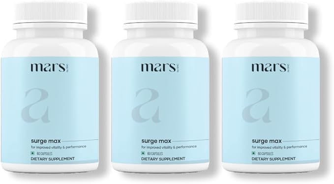mars by GHC Natural Surge Max Caps □ Alimentado com Shilajit, Safed Musli & Gokshura 60 Cápsulas (Pacote de 3)