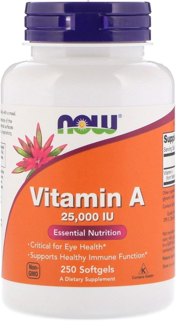 Vitamina A do óleo de fígado de peixe, 25000UI, 250 Sgels by Now Foods (Pacote de 6)