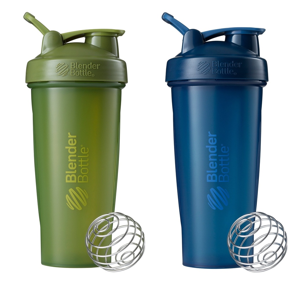BlenderBottle garrafa de shaker clássico perfeito para batidos de proteína e pré-treino, 28-ounce (2 Pack), Moss e Marinha