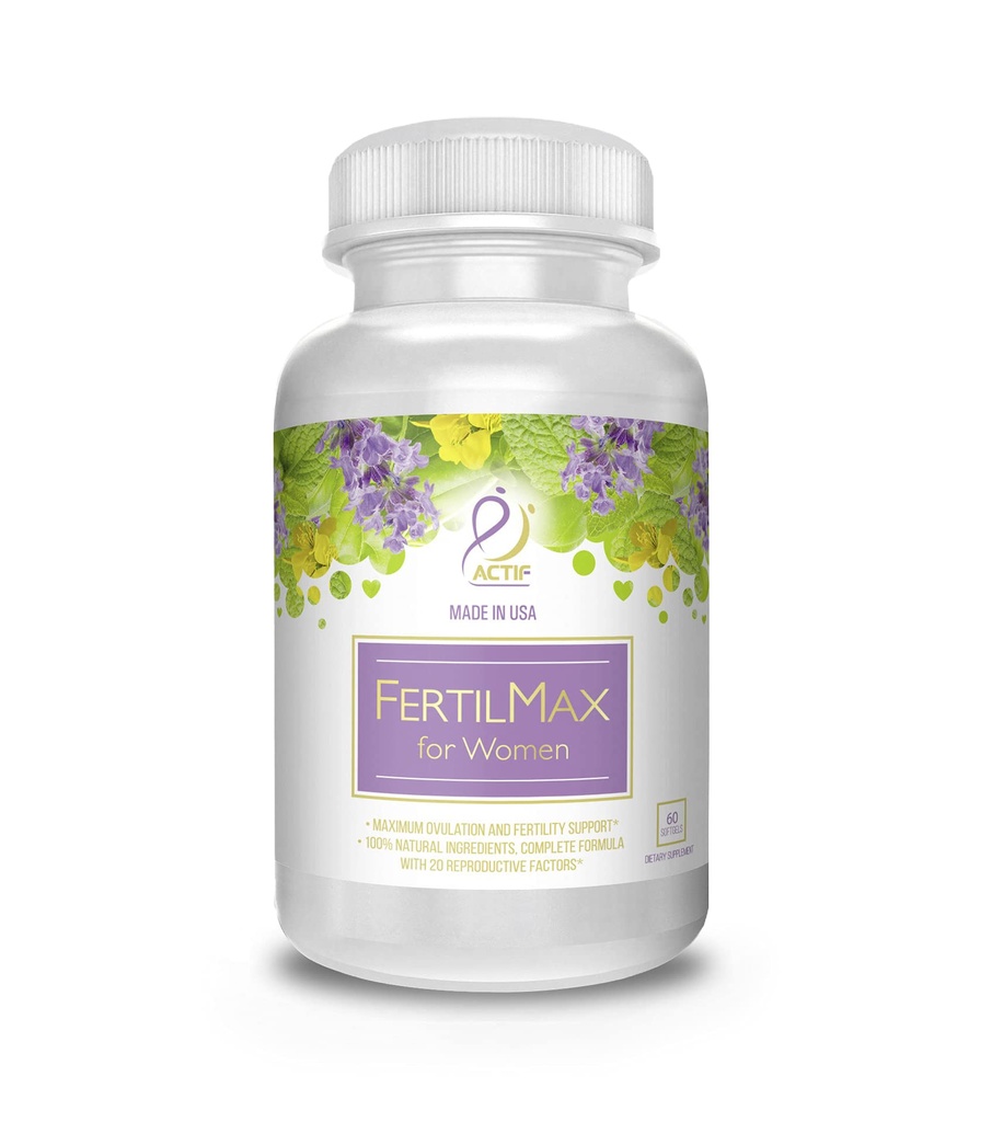 ACTIF FertilMax para Mulheres - #1 Suplemento de Fertilidade e Suporte de Ovulação, Força Máxima, clinicamente comprovada - Não-GMO, Made in USA, 60 Count