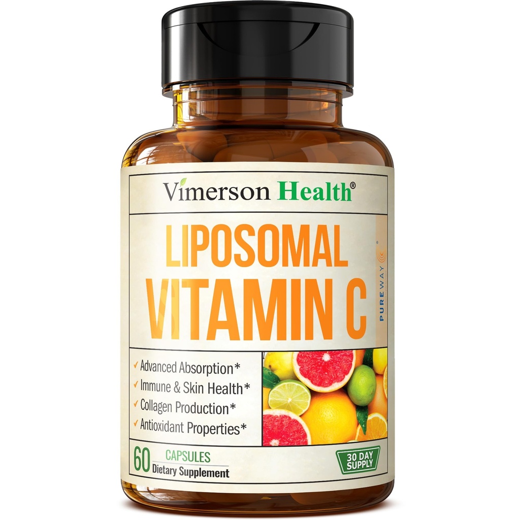 Vitamina C lipossomal 1000mg - Premium Absorção Vitamina C Pó - Suplemento de suporte imunológico - Vitamina C 1000mg - Alta potência para suporte antioxidante - Gentil em digestão e rápida tomada. 60 Cápsulas