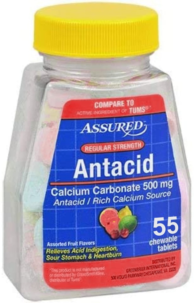Assegurado anti-ácido com cálcio, regular, 60 comprimidos mastigáveis