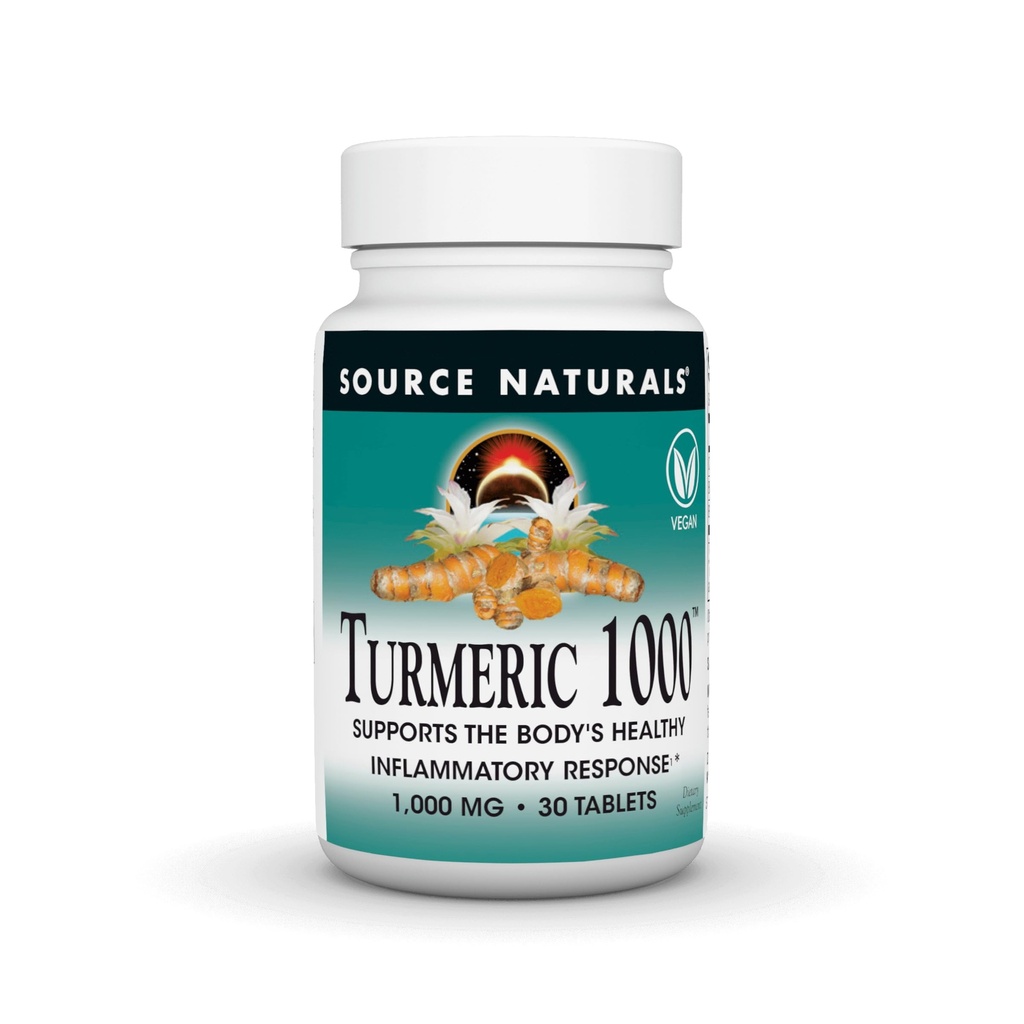 Fonte Naturals Turmeric 1000, Suporta a resposta inflamatória saudável do corpo*, 1.000mg - 30 comprimidos