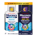 Mucinex Fast-Max Cold and Flu & Nightshift Medicine for Adults, Over-The-Counter Medication Combo Pack for Sore Garganta Alivio, Descongestionante, Tosse & Medicina Frio (2 x 6 Fl Oz)
