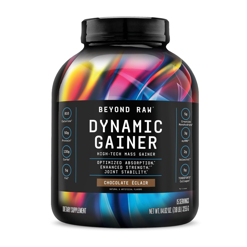 Além de RAW Dynamic Gainer. Gainer de massa de alta tecnologia, Absorção otimizada e força aumentada, Baunilha Cheesecake, 15 Servings