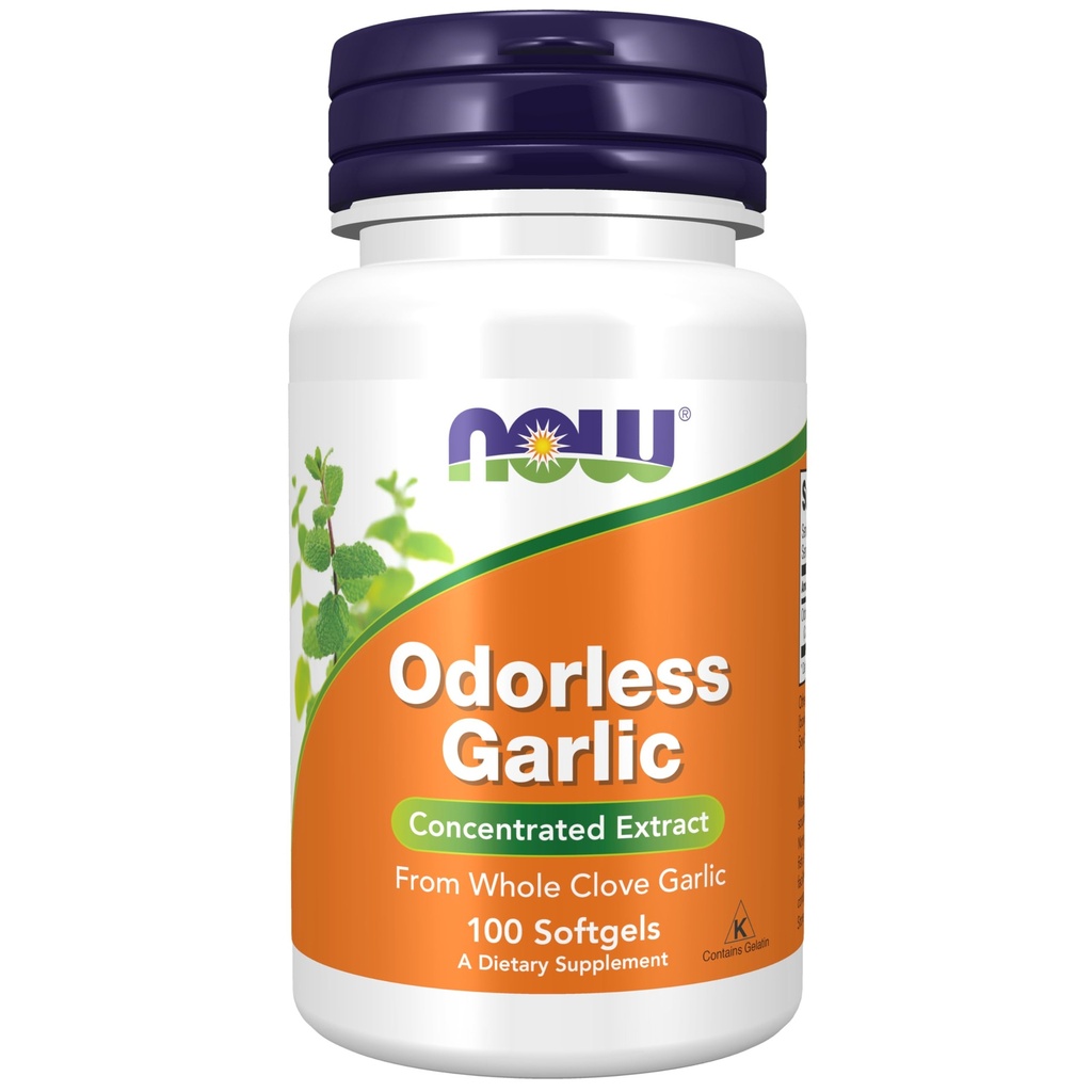 Now Foods Supplements, Alho Odorless (Allium sativum), Extrato Concentrado, 100 Softgels